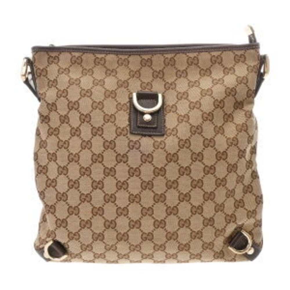 Gucci GG beige ebony Burgundy Red canvas leather shoulder bag